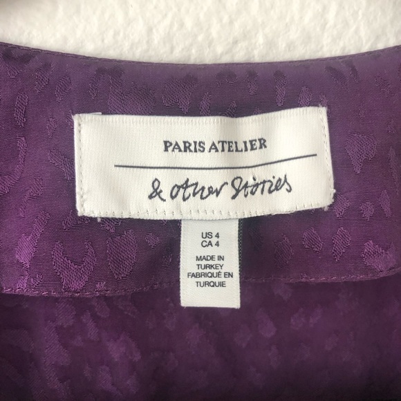 💜HP & Other Stories Jacquard Leo Duo Button Wrap Top - Picture 4 of 6